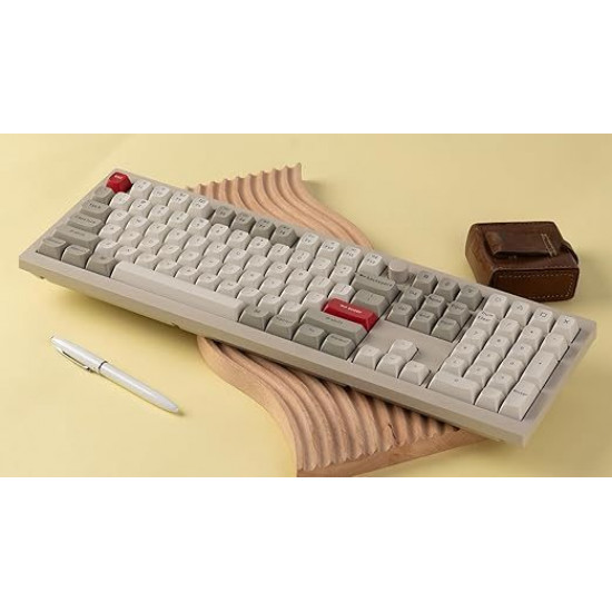 Keychron V6 Max Retro (V6M-R3) QMK/VIA BT/2,4/Wired Custom Mechanical Keyboard Brown Switch 100%