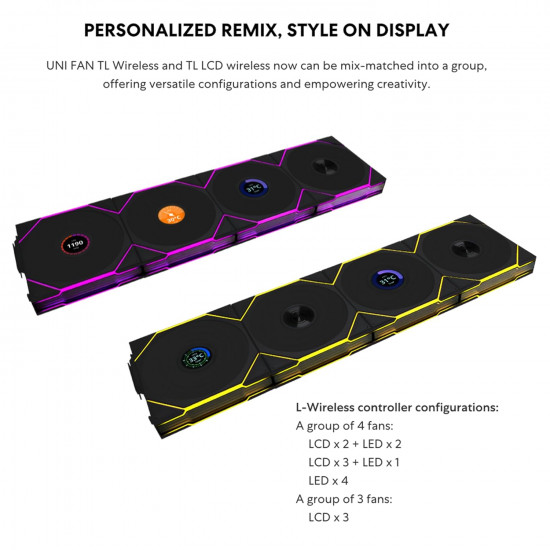 Lian Li UNI FAN TL-LCD Wireless Reverse 140 White (1pc) Case Fan - No Controller Included