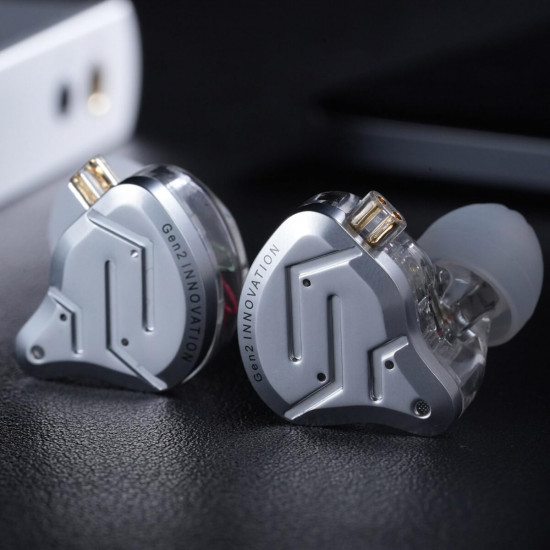 KZ ZSN PRO 2 SIlver With Mic - IEM 3,5 In Ear Monitor Earphones, Hybrid 1BA+1DD 10mm, metal, HIFI ba