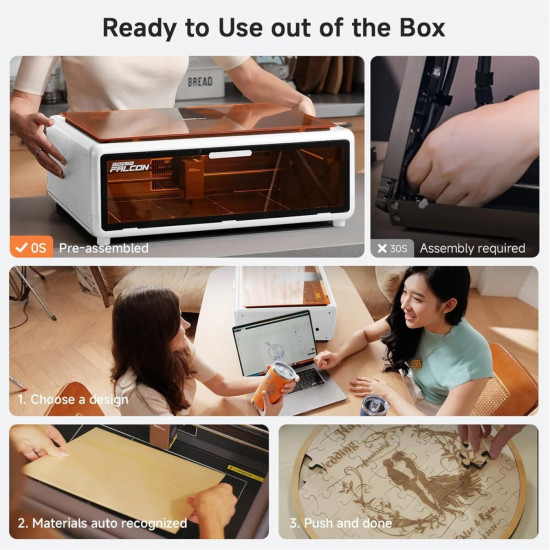 Creality Falcon A1 White - 10W Laser Engraver 305x381 Acrylic 9,6mm Wood 6mm CoreXY 600mms
