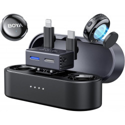 BOYALINK 3 - Type-C, Lightning & 3,5mm AI-Powered Button Wireless Microphone 2 TX + 1 RX + cha. Case