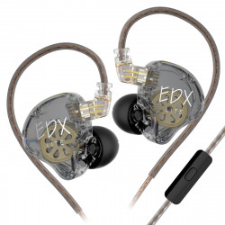 KZ EDX LITE Transparent Grey With MIC - IEM 3,5 In Ear Monitor Earphones, Super-Linear, HIFI bass, N