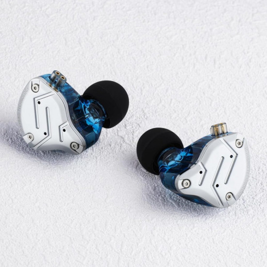 KZ ZS10 PRO Blue With Mic - IEM 3,5 Musician In Ear Monitor Earphones, 4BA+1DD 5 Driver 10mm, metal