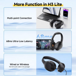 QCY H3 Lite Headset Black - ANC Noise Canceling 40mm drivers 68ms latency - 60h battery
