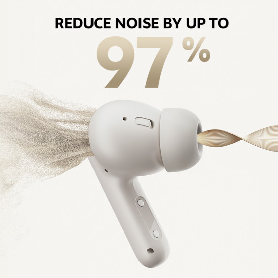 QCY Buds ANC Cream Grey (HT15) - 45db ANC TWS Earbuds 35h 5 mic ENC, ear-canal adaptive tech,