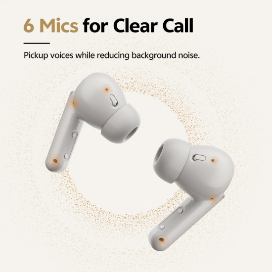 QCY Buds ANC Cream Grey (HT15) - 45db ANC TWS Earbuds 35h 5 mic ENC, ear-canal adaptive tech,