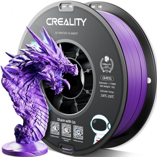 Creality CR-PETG Purple 3D Printer Filament, Hard Glossy, Tensile Str. 49MPA, 1 kg Spool1.75