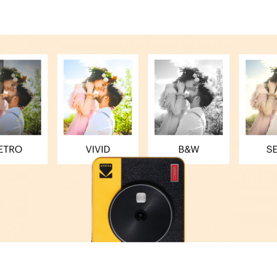 Kodak Mini Shot 3 Retro -Instant Camera & Photo Printer (7.6 x 7.6 cm) iOS & Android BT + 8 Sheets