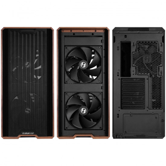 Lian Li LANCOOL 217 Black - Wood Accent - ATX PC Case (5 FANS) 2 x 170mm, 1 x 140mm  2 x 120mm PWM