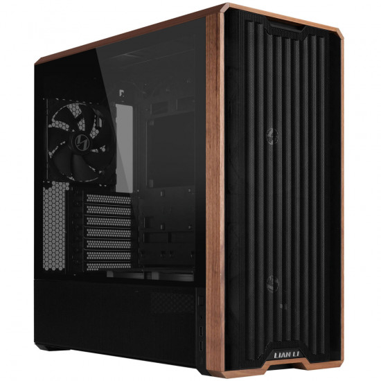 Lian Li LANCOOL 217 Black - Wood Accent - ATX PC Case (5 FANS) 2 x 170mm, 1 x 140mm  2 x 120mm PWM