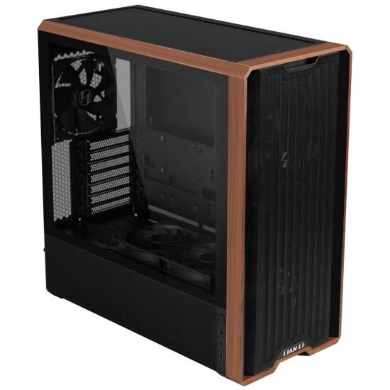 Lian Li LANCOOL 217 Black - Wood Accent - ATX PC Case (5 FANS) 2 x 170mm, 1 x 140mm  2 x 120mm PWM