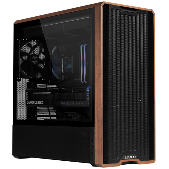 Lian Li LANCOOL 217 Black - Wood Accent - ATX PC Case (5 FANS) 2 x 170mm, 1 x 140mm  2 x 120mm PWM