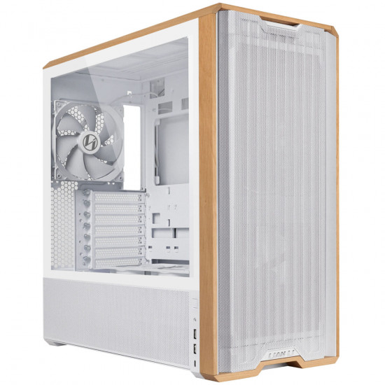 Lian Li LANCOOL 217 White - Wood Accent - ATX PC Case (5 FANS) 2 x 170mm, 1 x 140mm  2 x 120mm PWM