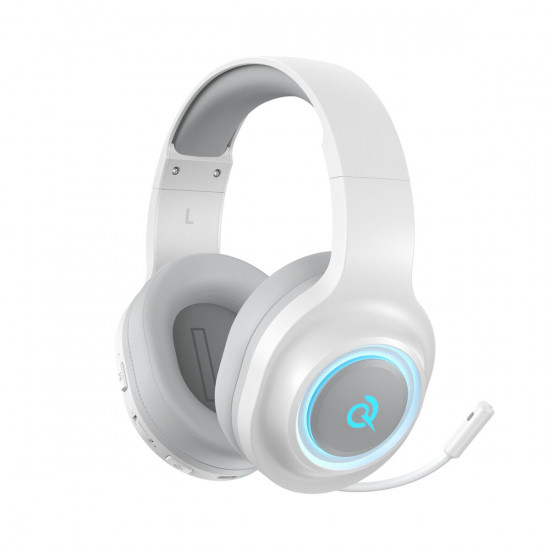 QCY Heroad V200 Wireless Quad White - Bluetooth  WiFi  USB-A  USB-C RGB Gaming Headset PS4/PS5/PC