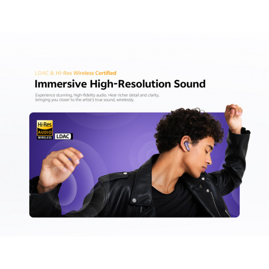 QCY Melobuds N70 ANC Silver Titanium - HT18 TWS Flagship Hi-Res Earbuds BT 6.0 IPX5 Wireless charge