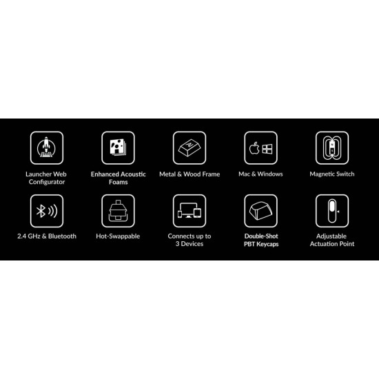 Keychron K2 HE (K2H-F1) Wireless Magnetic Hall Effect RGB Keyboard 75% US Lay. Special Wood Edition