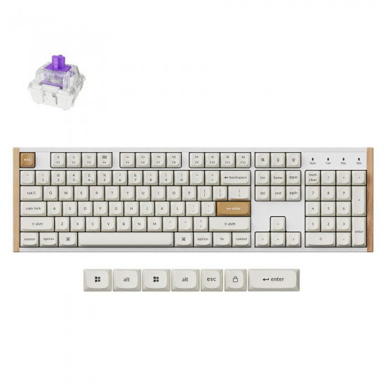 Keychron K10 HE (K10H-Q1) Special Wood Edition White Wireless Magnetic Hall Effect RGB 100% US