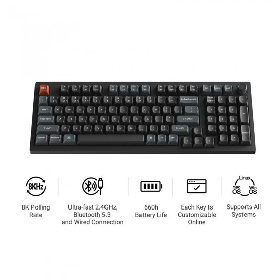Keychron V5 Ultra (V5U-D4) QMK/VIA 8K Wireless Custom Mechanical Keyboard Banana Switch RGB 96% US