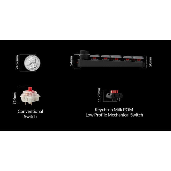 Keychron K0 Max (K0M-H1) QMK Wireless Custom Num Pad Mechanical Low Profile Red Switch RGB Hot-Swap