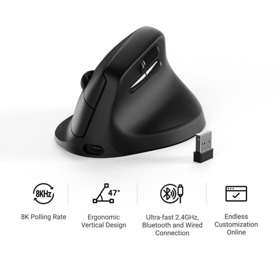 Keychron M5 (M5-A23) Wireless Ergonomic Vertical Mouse 8K Polling Rate Black