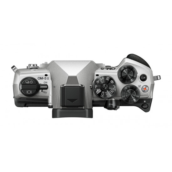 Olympus OM-5 II body silver, BLS-50 Battery, Eyecup, USB Connection Cable, Shoulder Strap