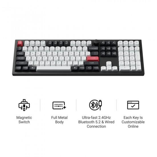 Keychron Q6 HE (Q6H-M1) QMK Wireless Custom Hall Effect Keyboard Purple Switch 100% US Layout