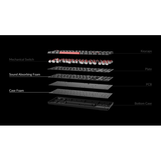 Lemokey X1 (X1-A1) QMK/VIA Wired Mechanical Keyboard TKL 80% Red Switch US Layout