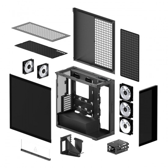 Arctic Xtender (Black) mirrow black window with GPU vertical mount - Mid Tower Case w. A-RGB Fans