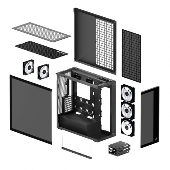 Arctic Xtender (Black) black window w/o GPU vertical mount - Mid Tower Case w. A-RGB Fans