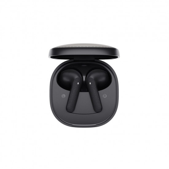 QCY Air Dark Grey Semi-Ear TWS Earbuds, quad Mic ENC multi-point connection, leather grain case