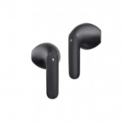 QCY Air Dark Grey Semi-Ear TWS Earbuds, quad Mic ENC multi-point connection, leather grain case