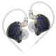 KZ ZSN PRO 2 Black Blue No Mic - IEM 3,5 In Ear Monitor Earphones, Hybrid 1BA+1DD 10mm, metal, HIFI