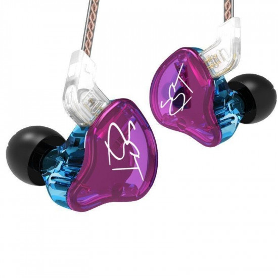 KZ ZST Purple No Mic - IEM 3,5 In Ear Monitor Earphones, Dynamic Hybrid Dual Driver 1BA+1DD