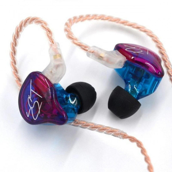 KZ ZST Purple With Mic - IEM 3,5 In Ear Monitor Earphones, Dynamic Hybrid Dual Driver 1BA+1DD