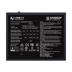 LIAN LI SP0850P Black - 850W 80+ Platinum PSU - 10 Years Warranty - 12V-2x6 - Japanese Capacitors
