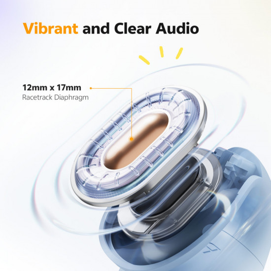 QCY Buds Misty Blue - Noise Reduction Clear Calls TWS Earbuds 35h, 10mm dynamic drivers