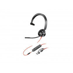 Poly Blackwire 3315 Monaural Microsoft Teams Certified USB-C Headset + 3.5mm Plug +USB-C/A Adapter (8X218AA) 8X218AA