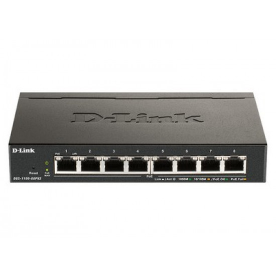 D-Link Switch 8-Port PoE Gigabit Smart Managed (DGS-1100-08PV2) DGS-1100-08PV2