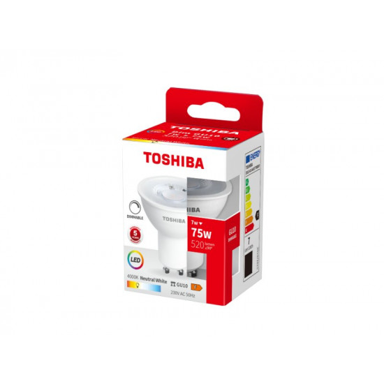 TOSHIBA LED GU10 7W 4000K DIMMABLE DELS-GU44007T8DE51
