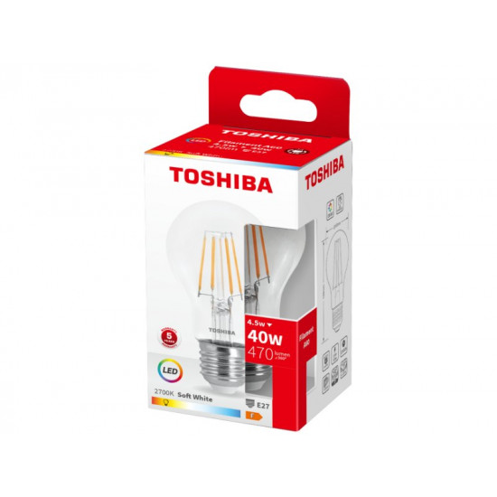 TOSHIBA LED FILAMENT A60 E27 4.5W 2700K DELS-FBW44P527AF11