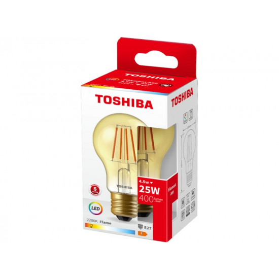 TOSHIBA LED FILAMENT AMBER A60 E27 4.5W 2200K DELS-FBA44P5A7AF11