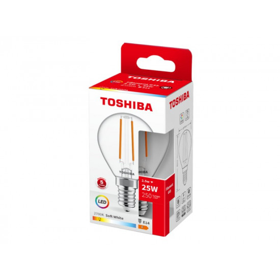 TOSHIBA LED FILAMENT G45 E14 2.5W 2700K DELS-FGW42P514AF11