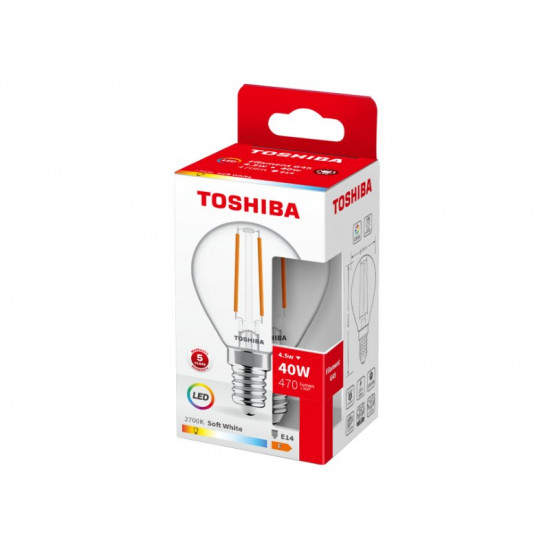 TOSHIBA LED FILAMENT G45 E14 4.5W 2700K DELS-FGW44P514AF11