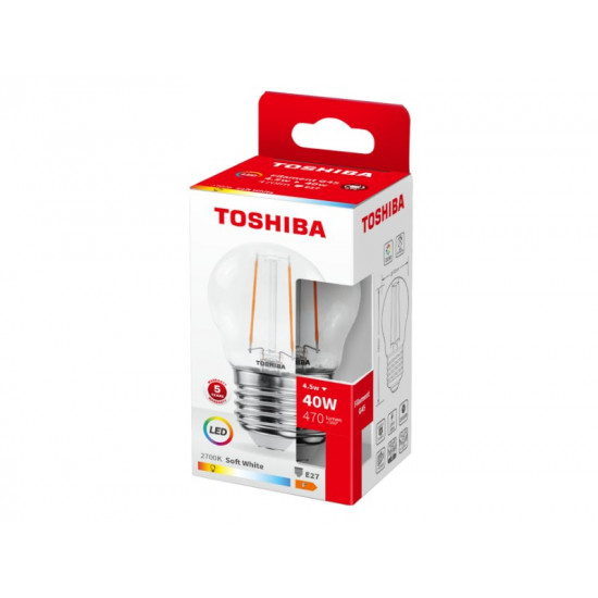 TOSHIBA LED FILAMENT G45 E27 4.5W 2700K DELS-FGW44P527AF11