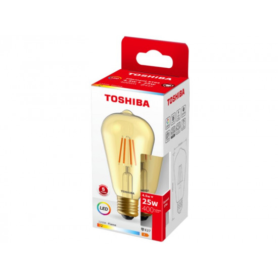 TOSHIBA LED FILAMENT AMBER ST64 E27 4.5W 2200K DELS-STA44P567AF11