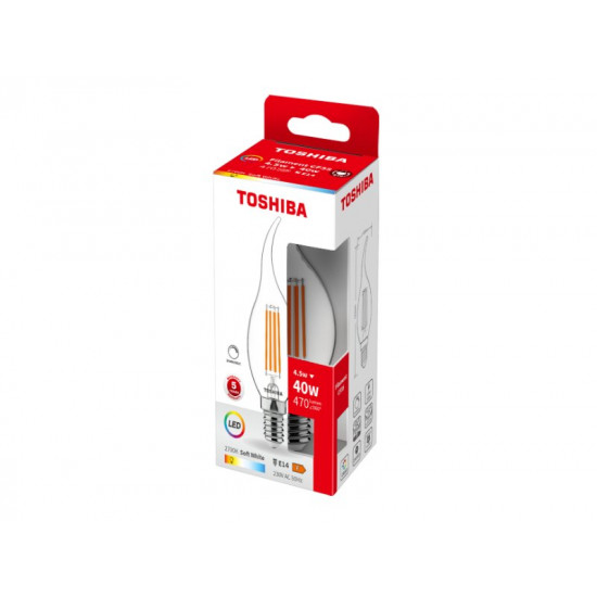 TOSHIBA LED FILAMENT CF35 E14 4.5W 2700K DIMMABLE DELS-FCW44P5L4DF11