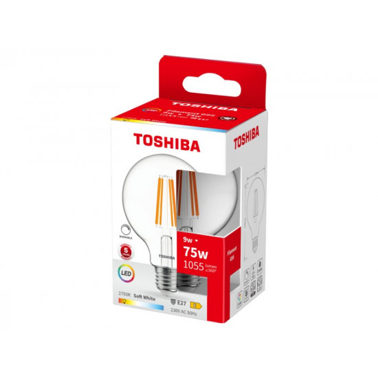 TOSHIBA LED FILAMENT G95 E27 9W 2700K DIMMABLE DELS-FEW400927DE11