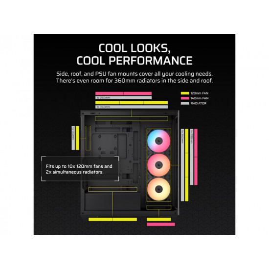 Corsair 3500X ARGB / Mid-Tower Case / Tempered Glass / ATX / Black – PN: CC-9011322-WW CC-9011322-WW