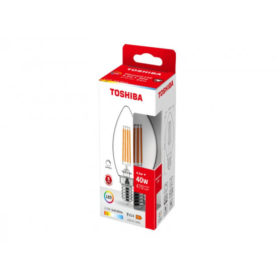TOSHIBA LED FILAMENT C35 E14 4.5W 2700K DIMMABLE DELS-FCW44P514DF11