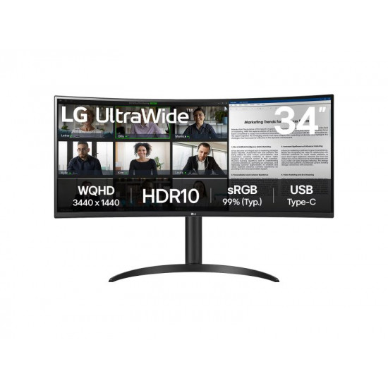 Monitor LG 34WR55QK-B / 34''-3440x1440-VA-240Hz-1ms - PN 34WR55QK-B 34WR55QK-B